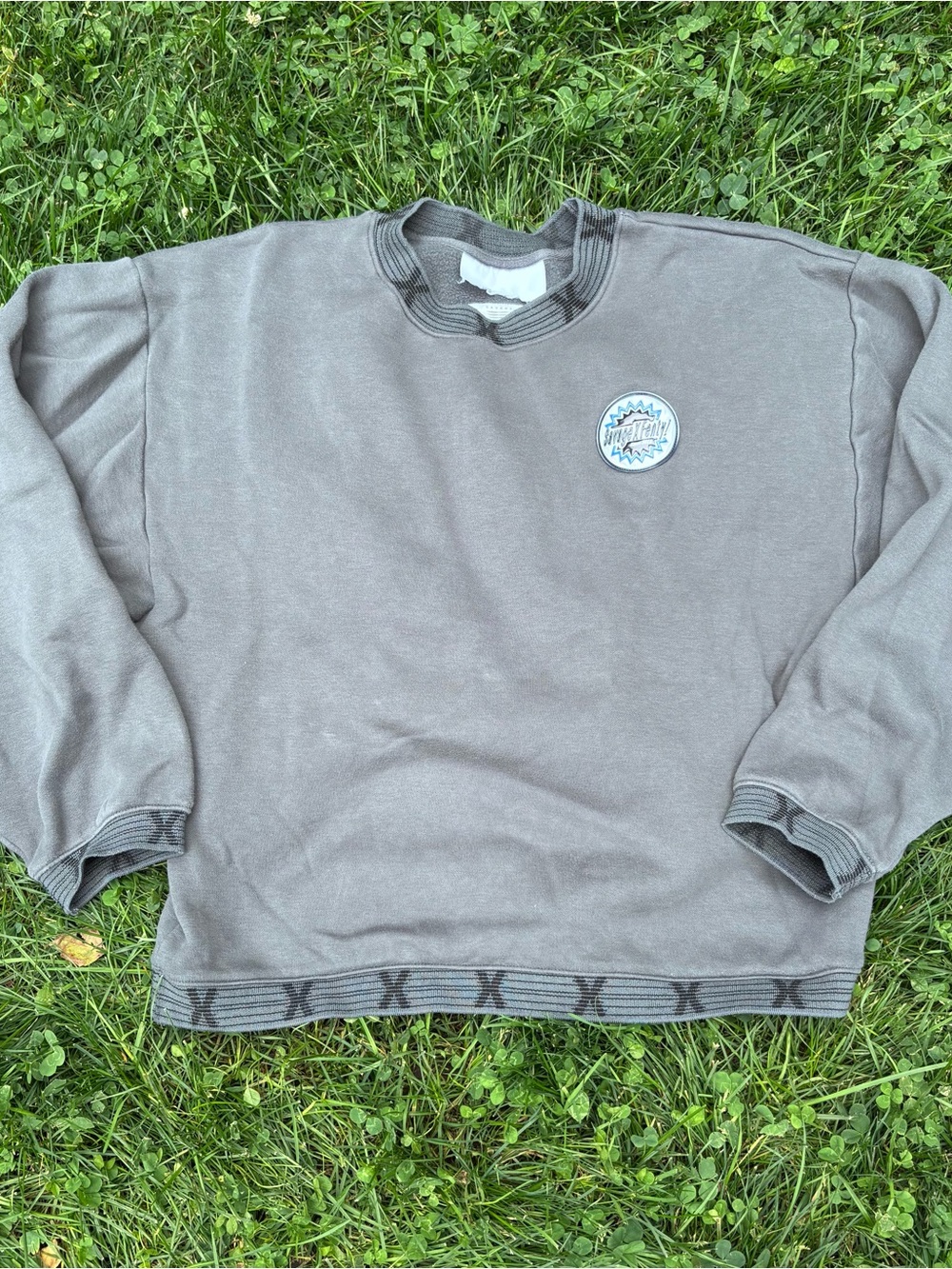 SavageXFenty Gray Crewneck Sweatshirt with Chest Patch